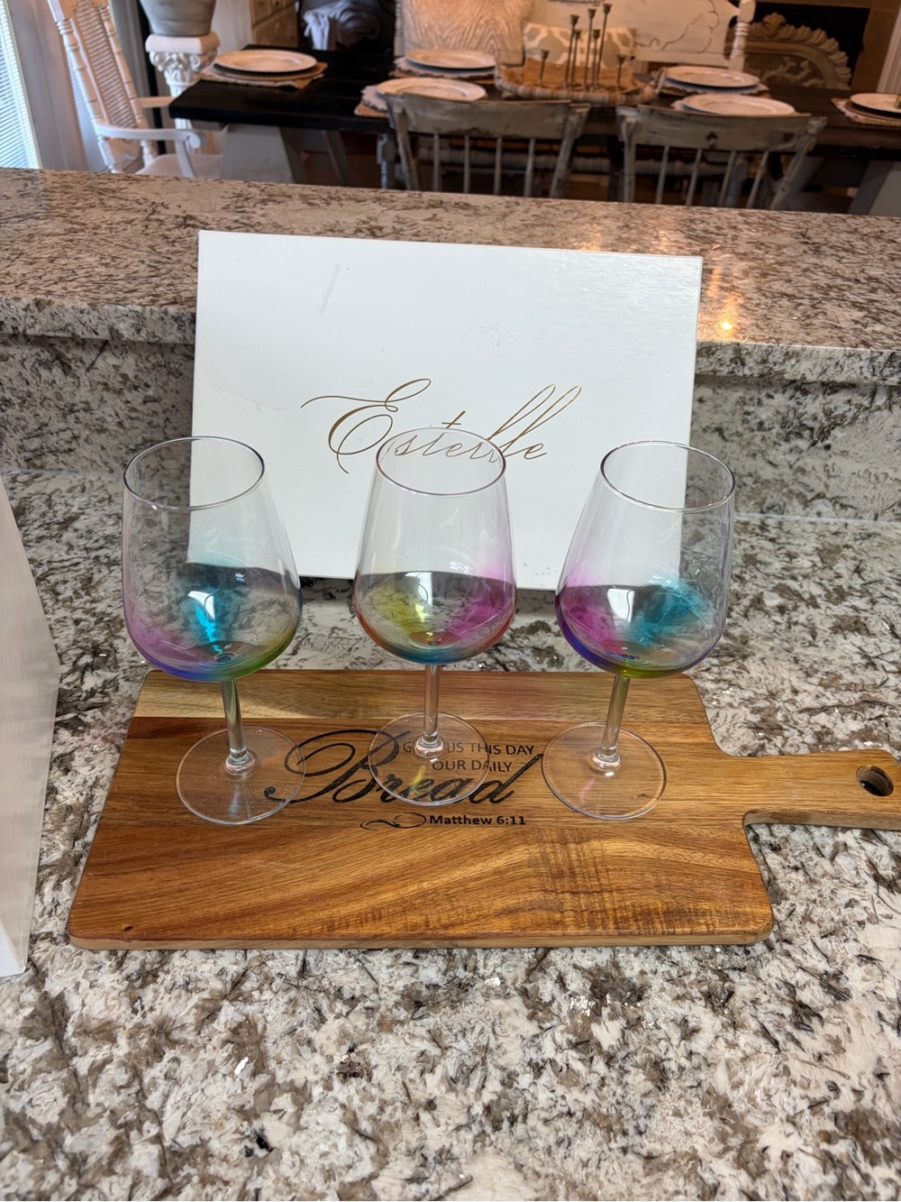 Estelle stemmed Wine Glasses - Set of 3, Multicolor EUC quiet luxury RETIRED